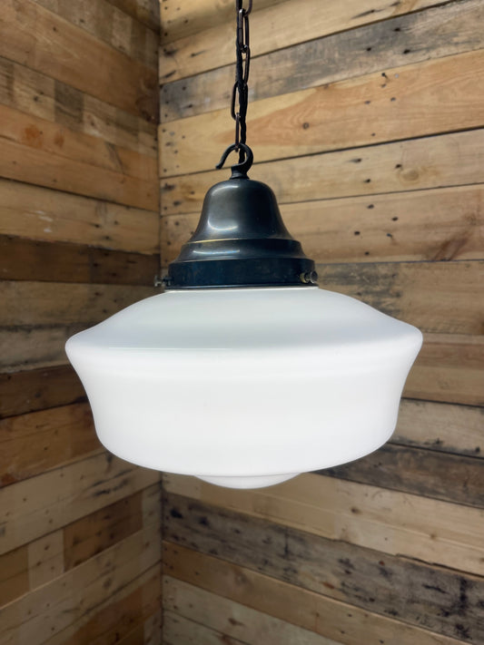 1930s British Made Opaline Pendant Light
