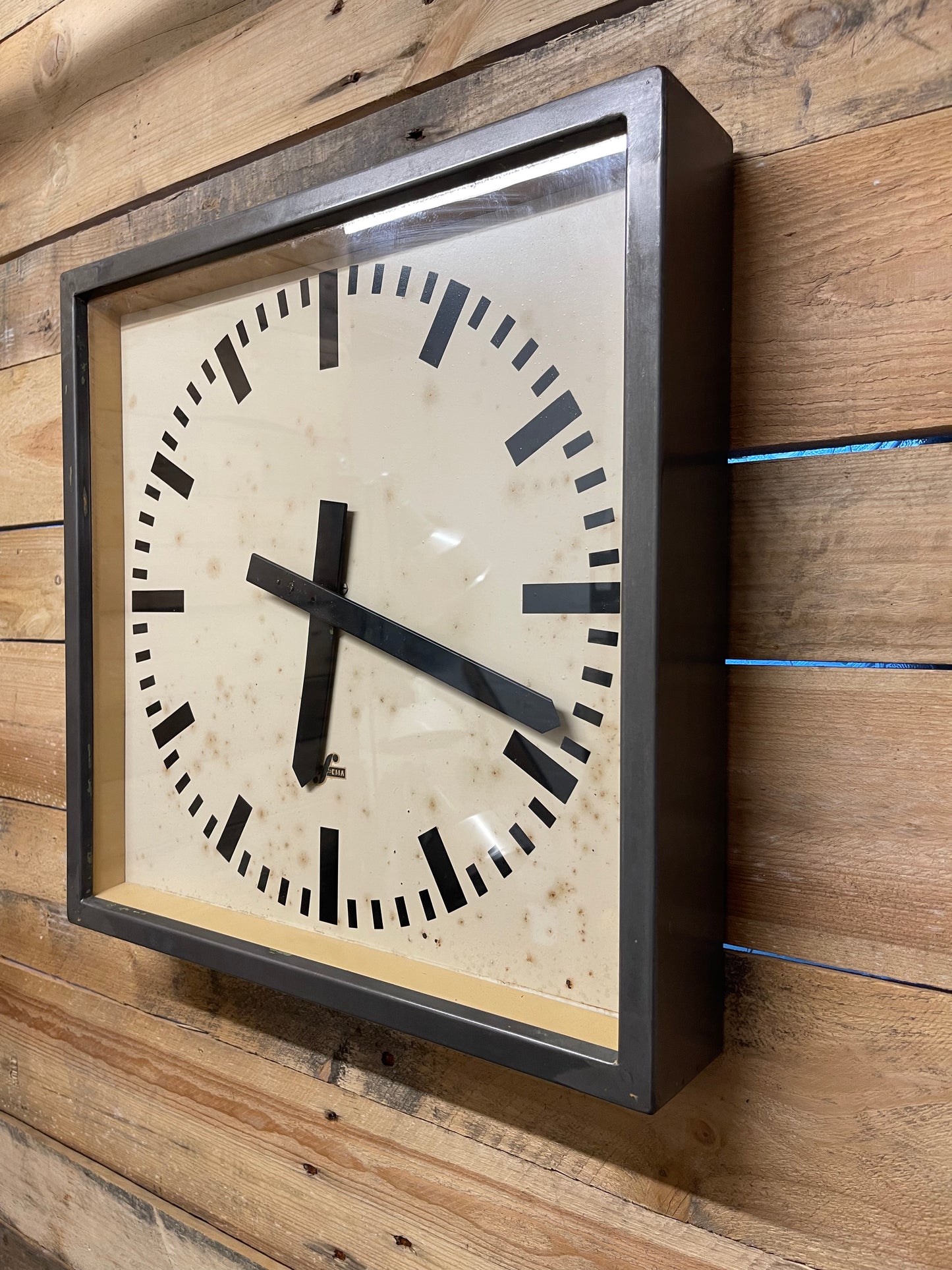 Large 1950's East German Industrial Factory Clocks By Elfema