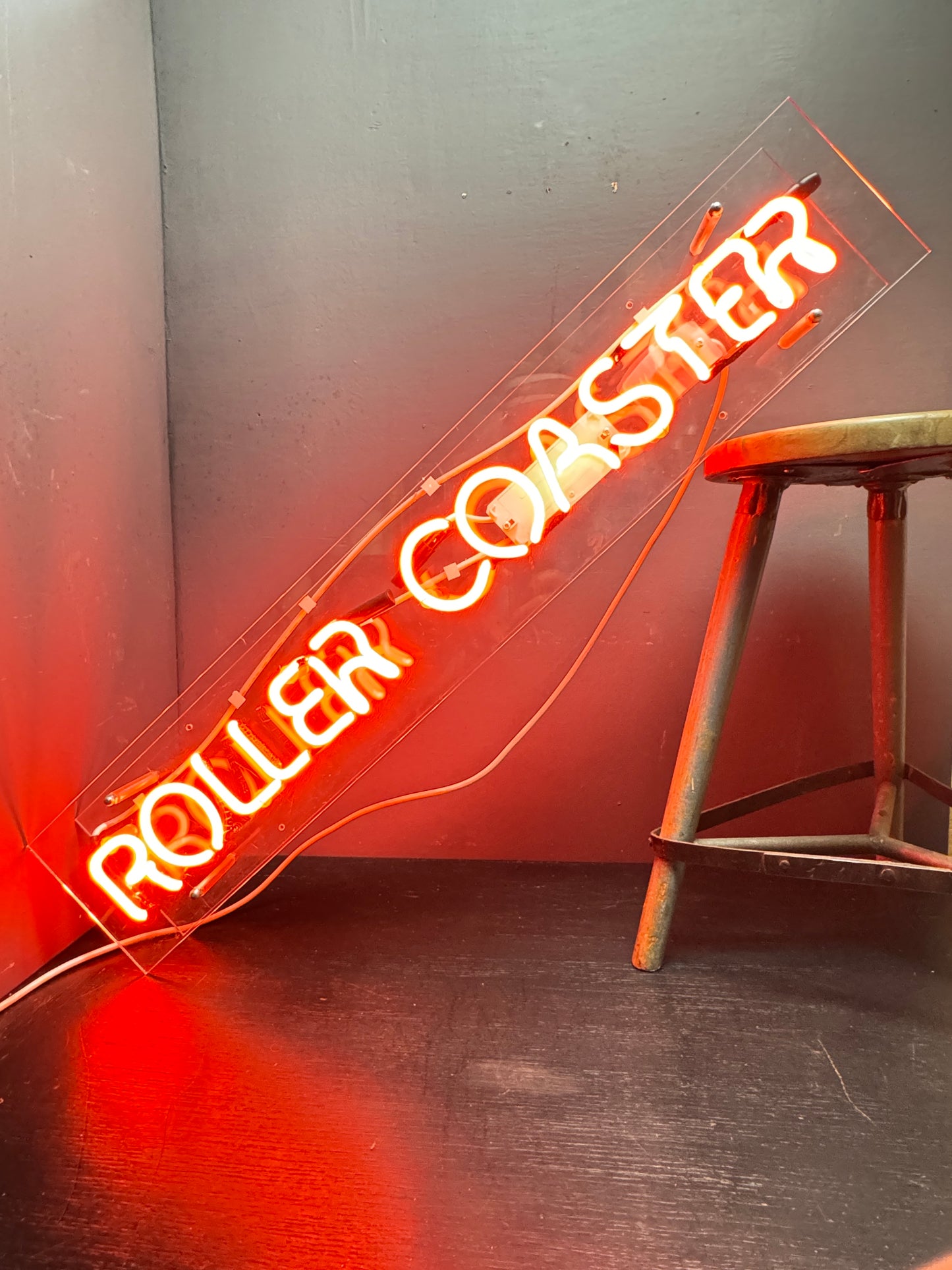Circa 1970s Fun Fair Roller Coaster Neon Sign