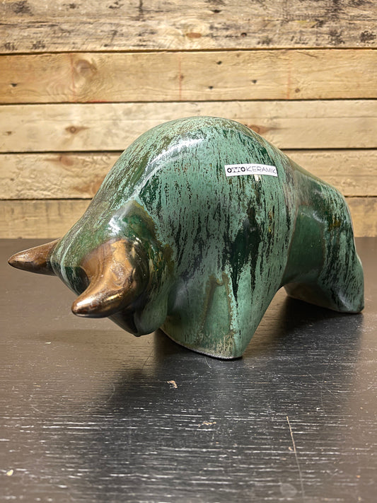 Otto Keramik Large Ceramic Bull West German Pottery Fat Lava