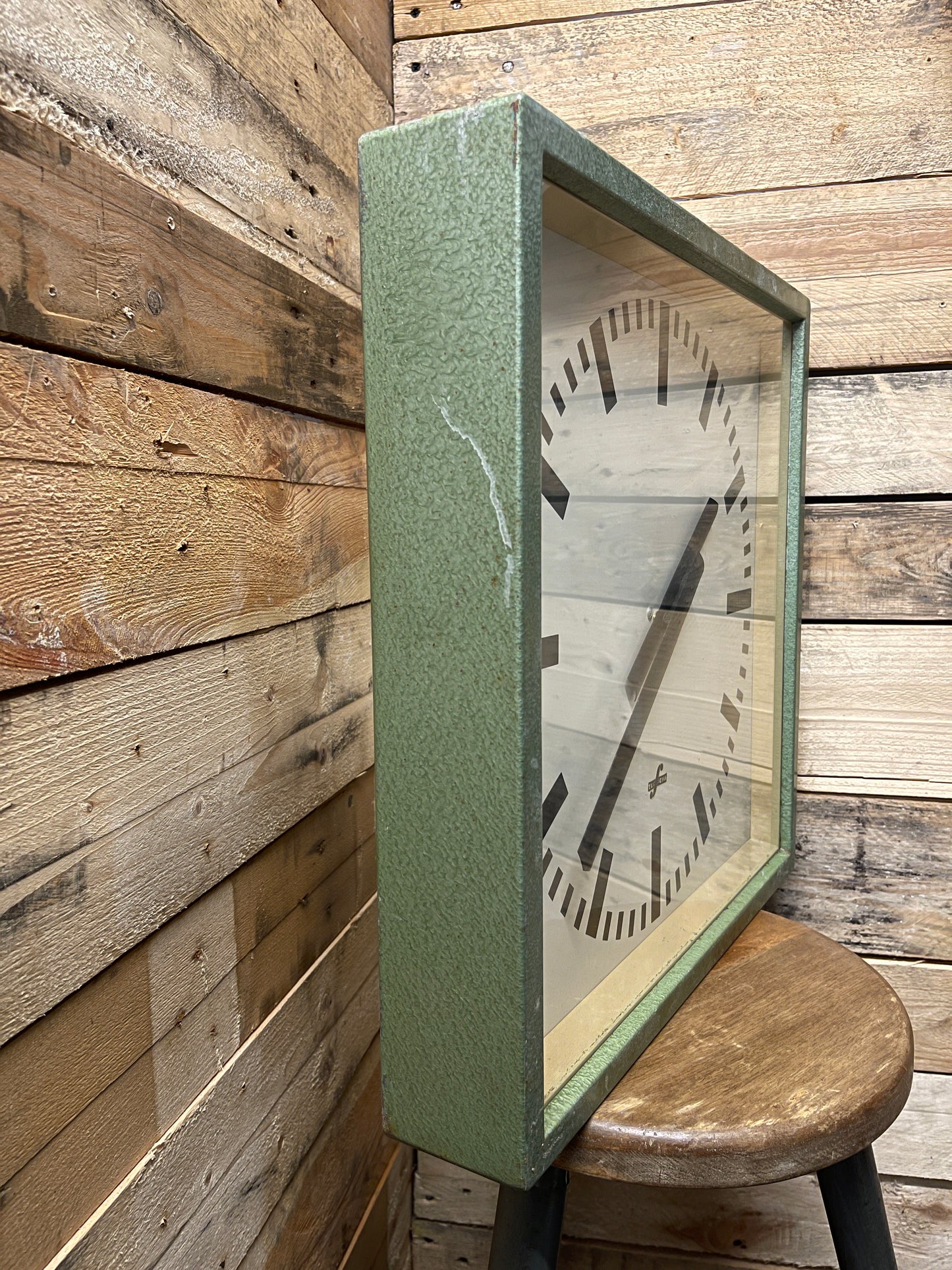 Large 1950's East German Industrial Factory Clocks By Elfema