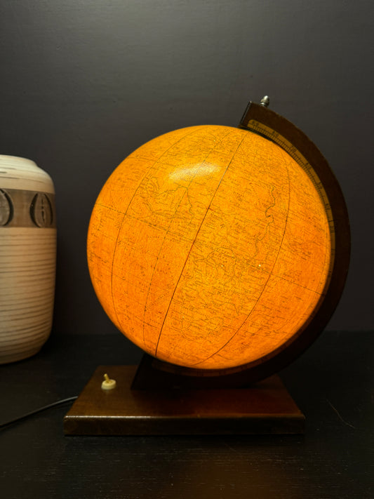 Vintage 1960s Glass Earth Globe Lamp By Rath Germany