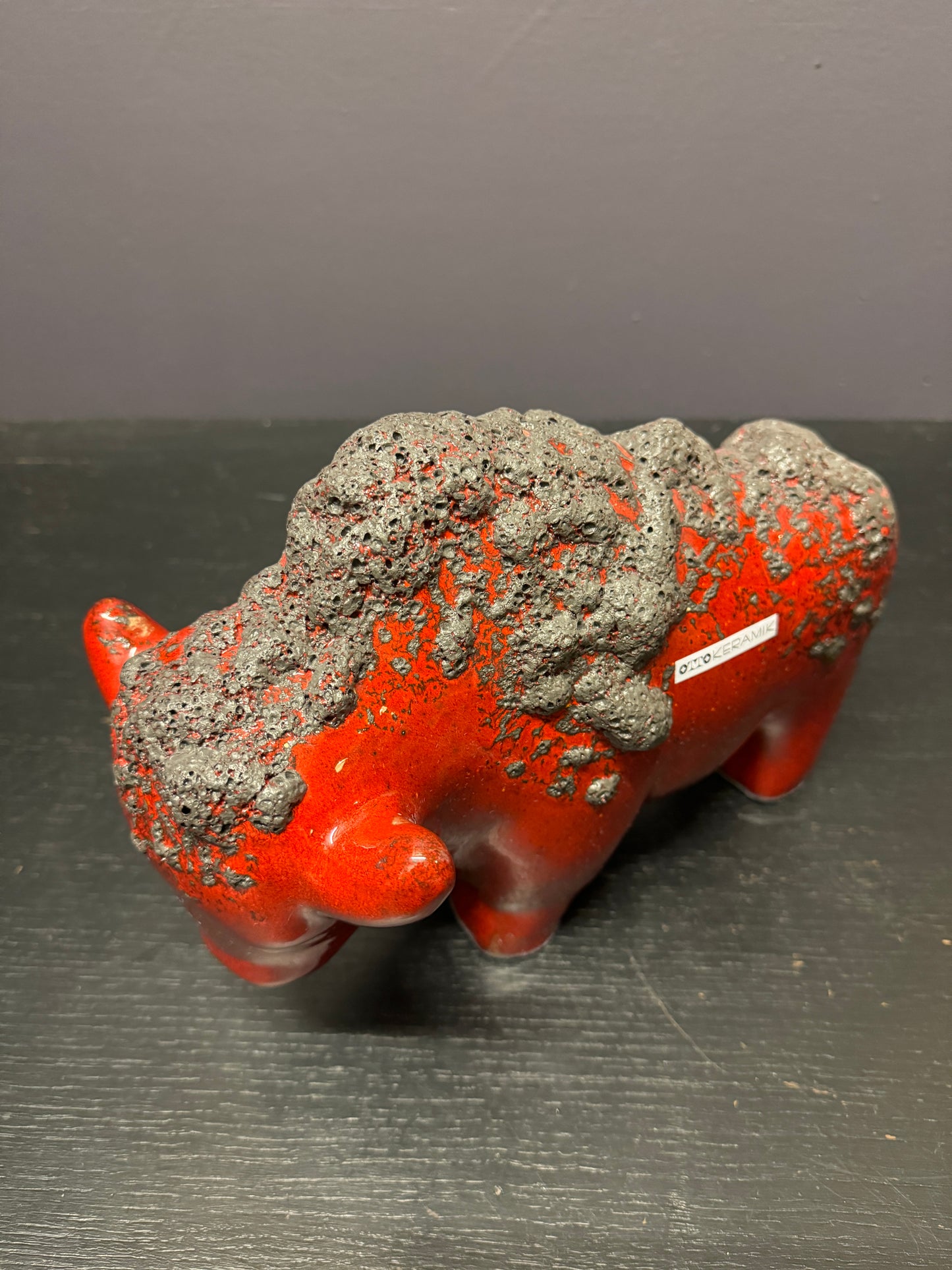 Otto Keramik Large Ceramic Bison West German Pottery Fat Lava