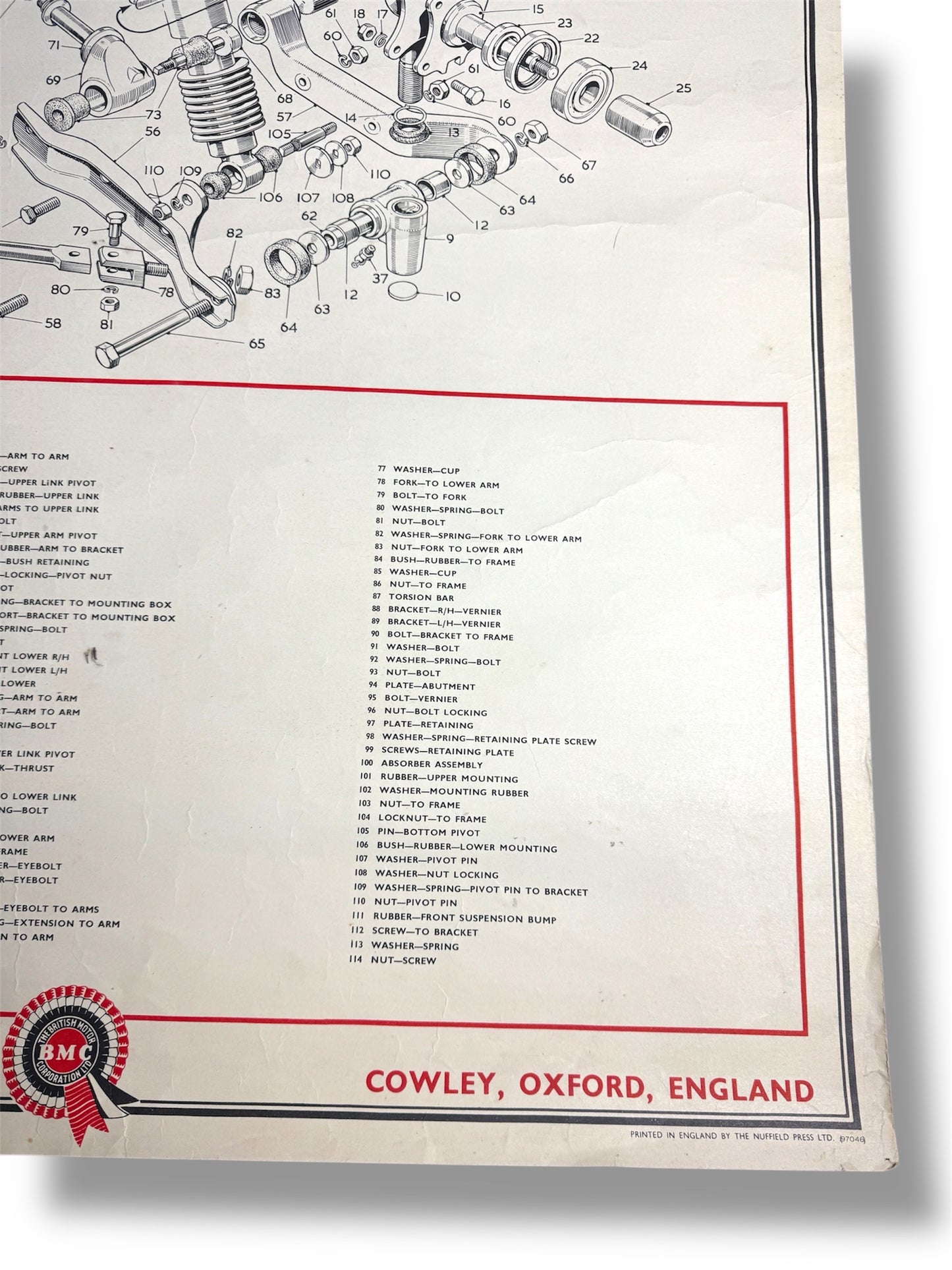 B.M.C. British Motor Corporation Educational Poster Circa 1950s