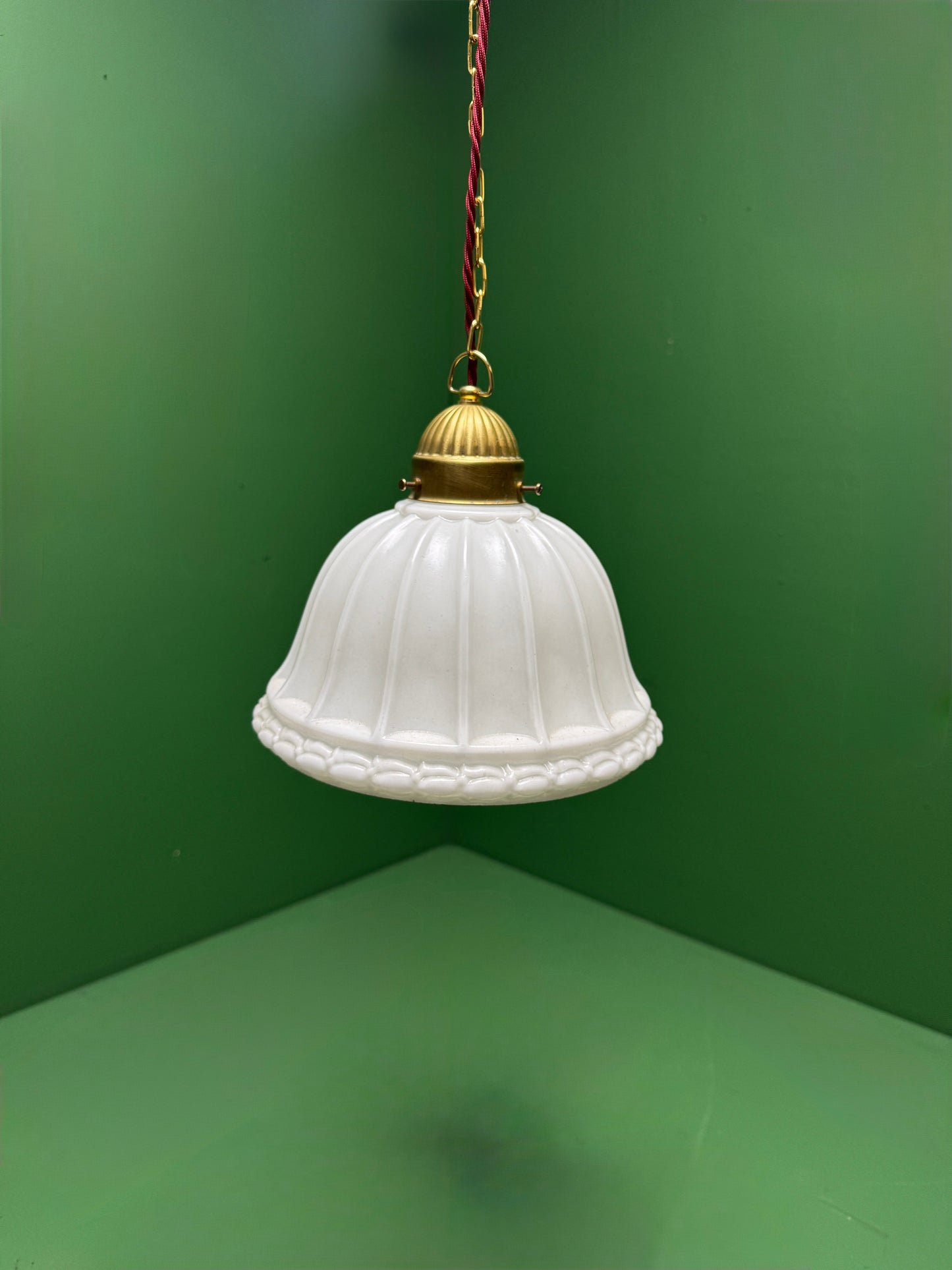 1920s Opal Glass Pendant Light