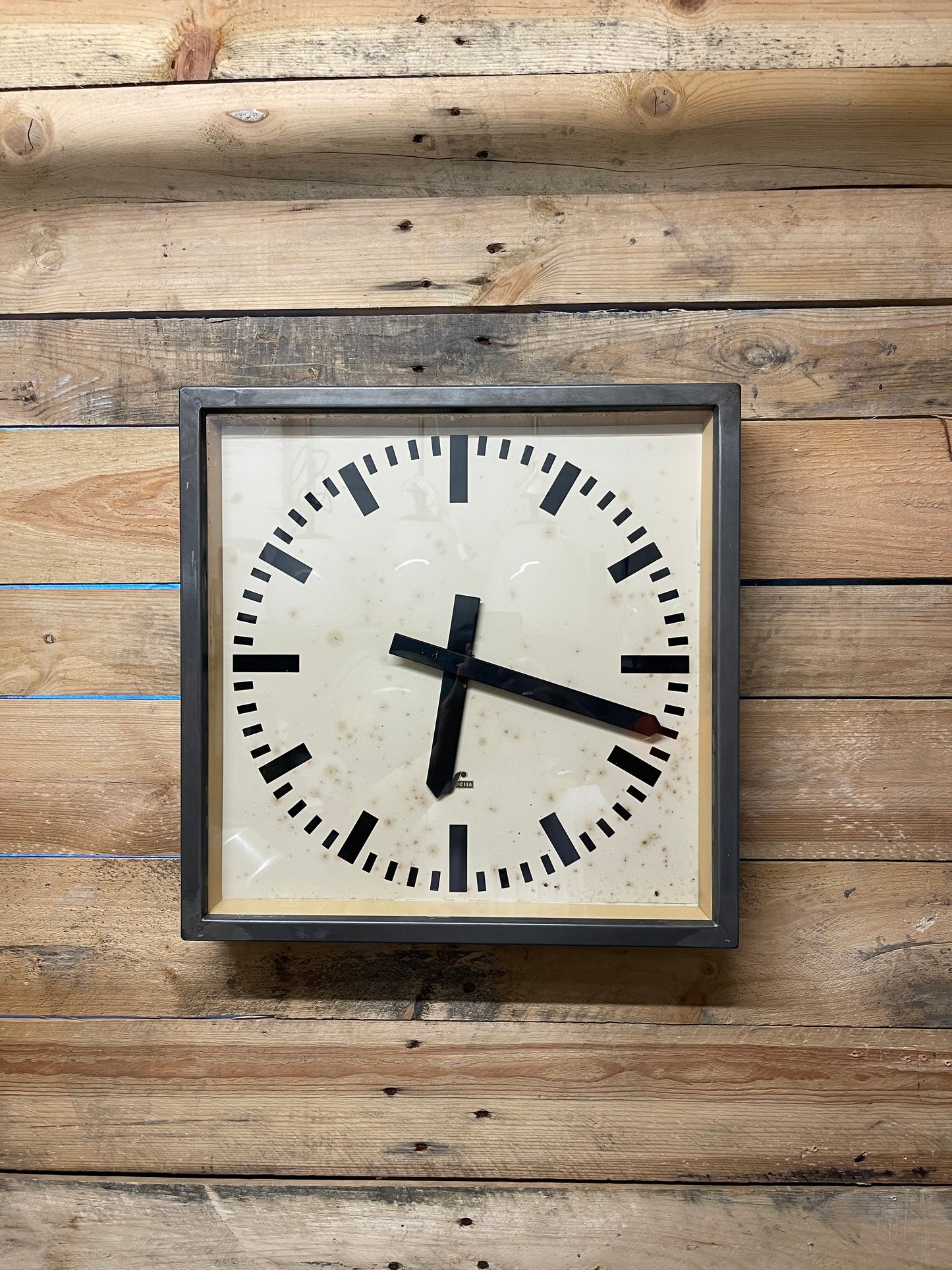 Large 1950's East German Industrial Factory Clocks By Elfema