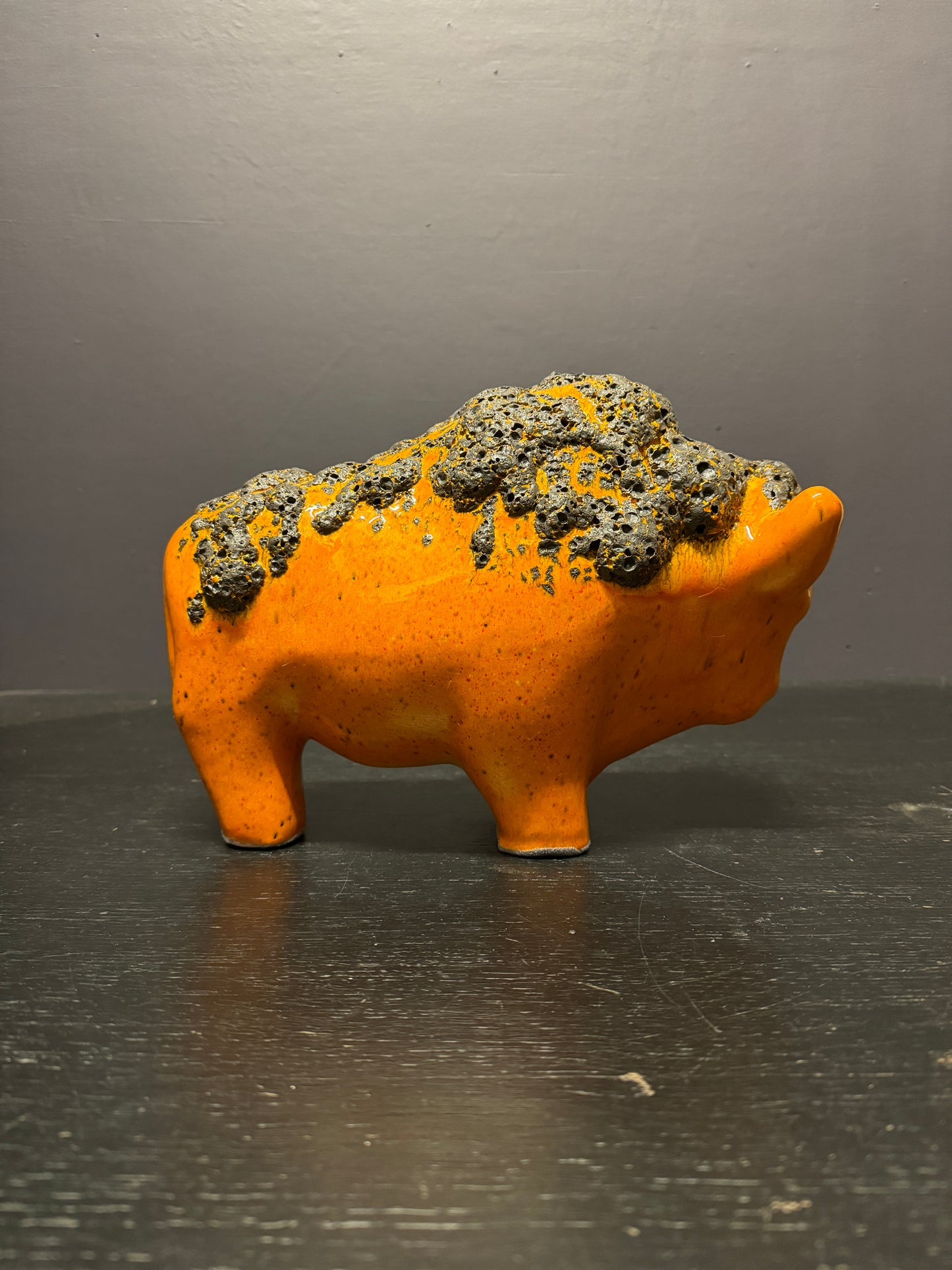 Otto Keramik Large Ceramic Bison West German Pottery Fat Lava