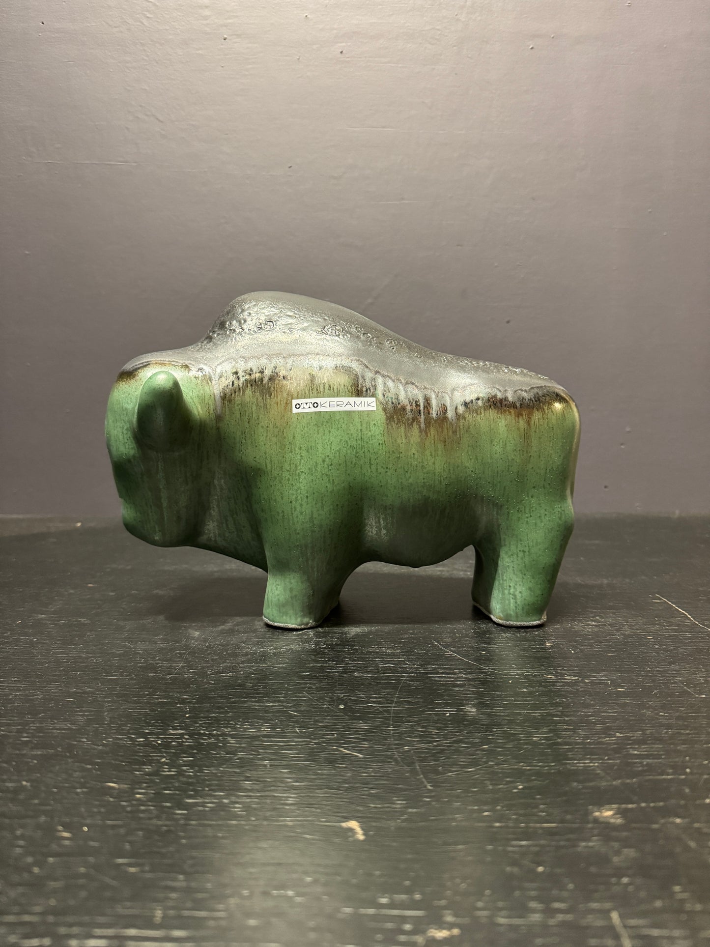 Otto Keramik Large Ceramic Bison West German Pottery Fat Lava