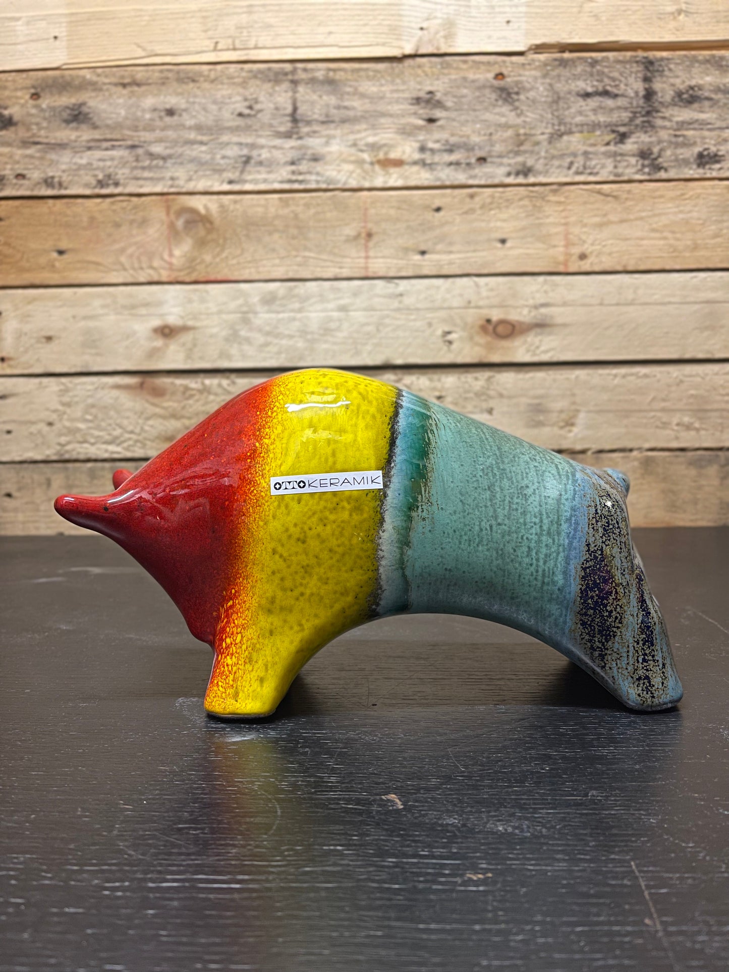 Otto Keramik Ceramic Bull West German Pottery Fat Lava