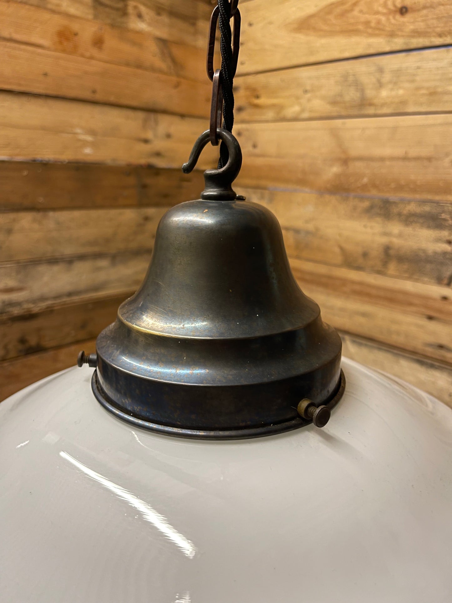 1930s British Made Opaline Pendant Light