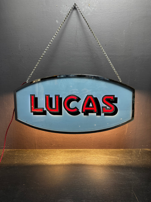 1940s Illuminated Lucas Car Parts Shop Advertising