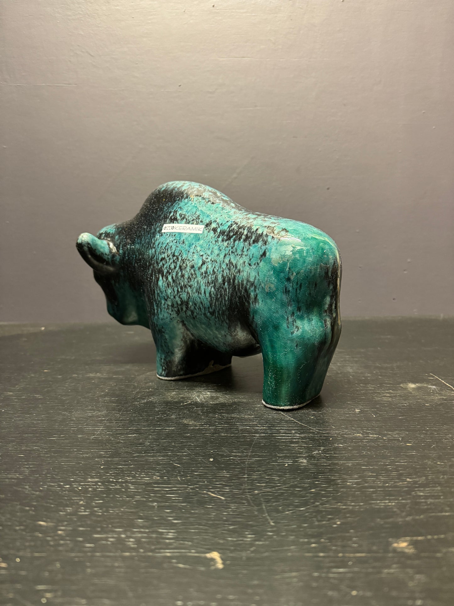 Otto Keramik Large Ceramic Bison West German Pottery Fat Lava