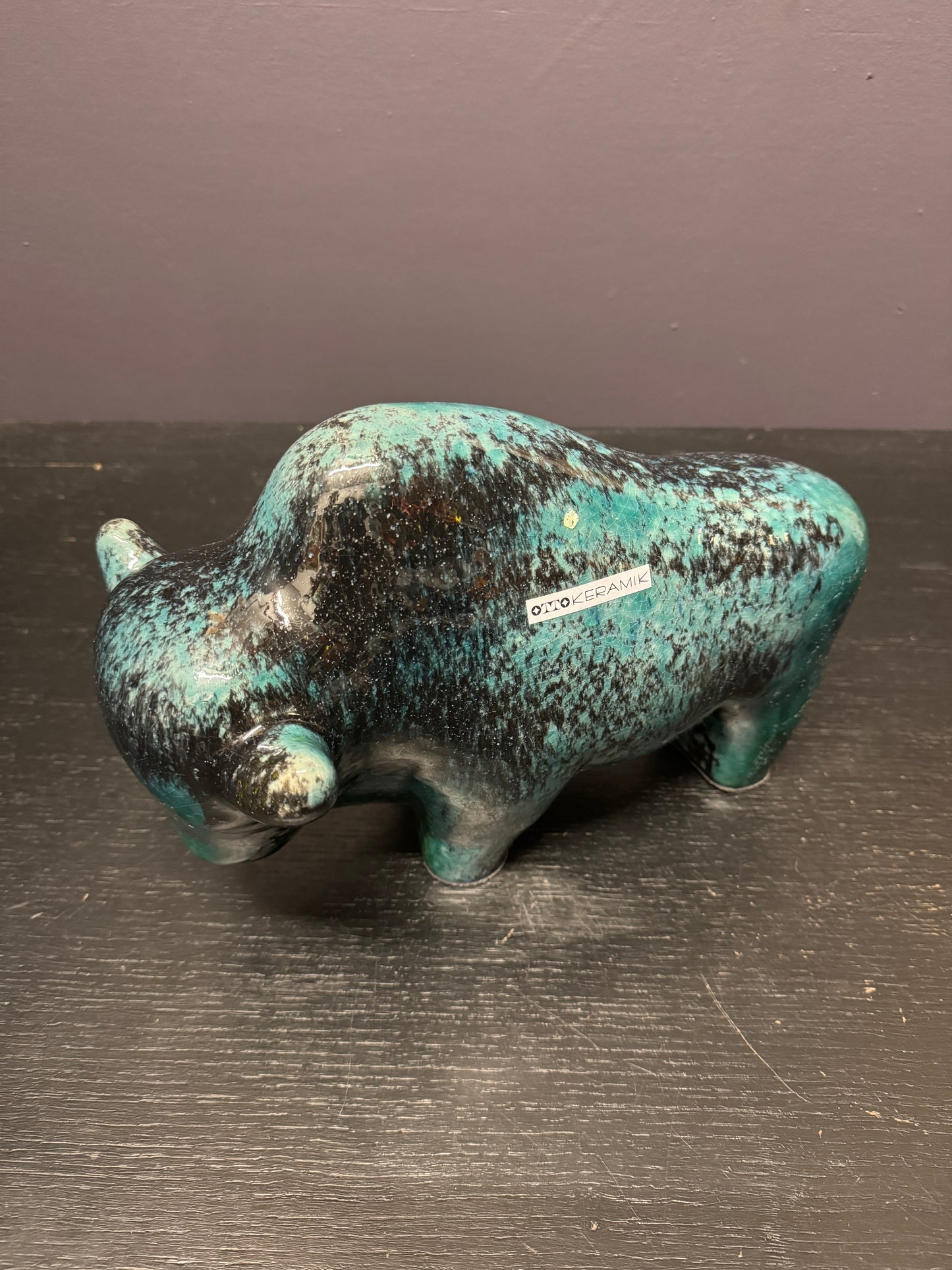 Otto Keramik Large Ceramic Bison West German Pottery Fat Lava