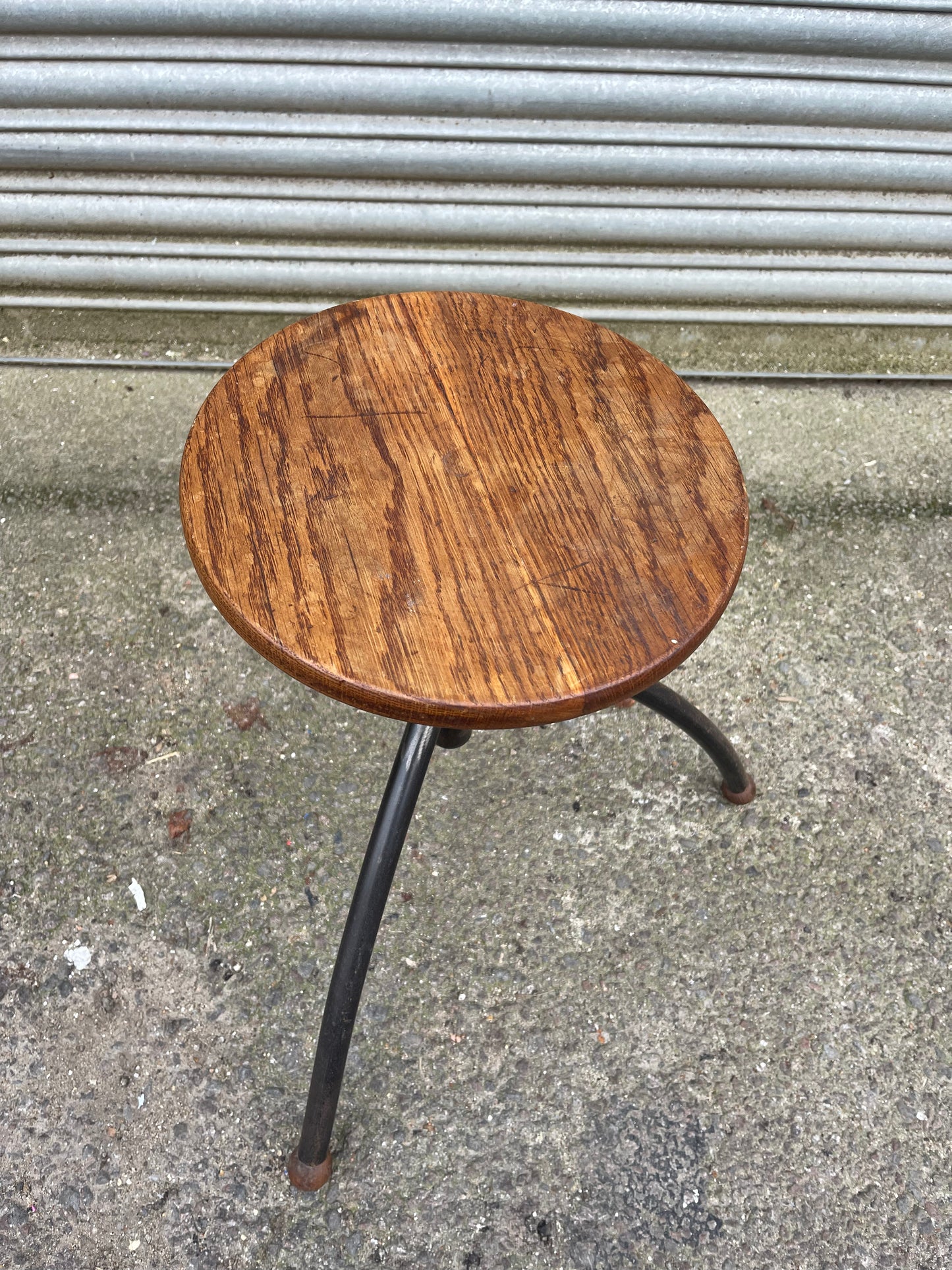 1950s Polish Adjustable Industrial Work Stool