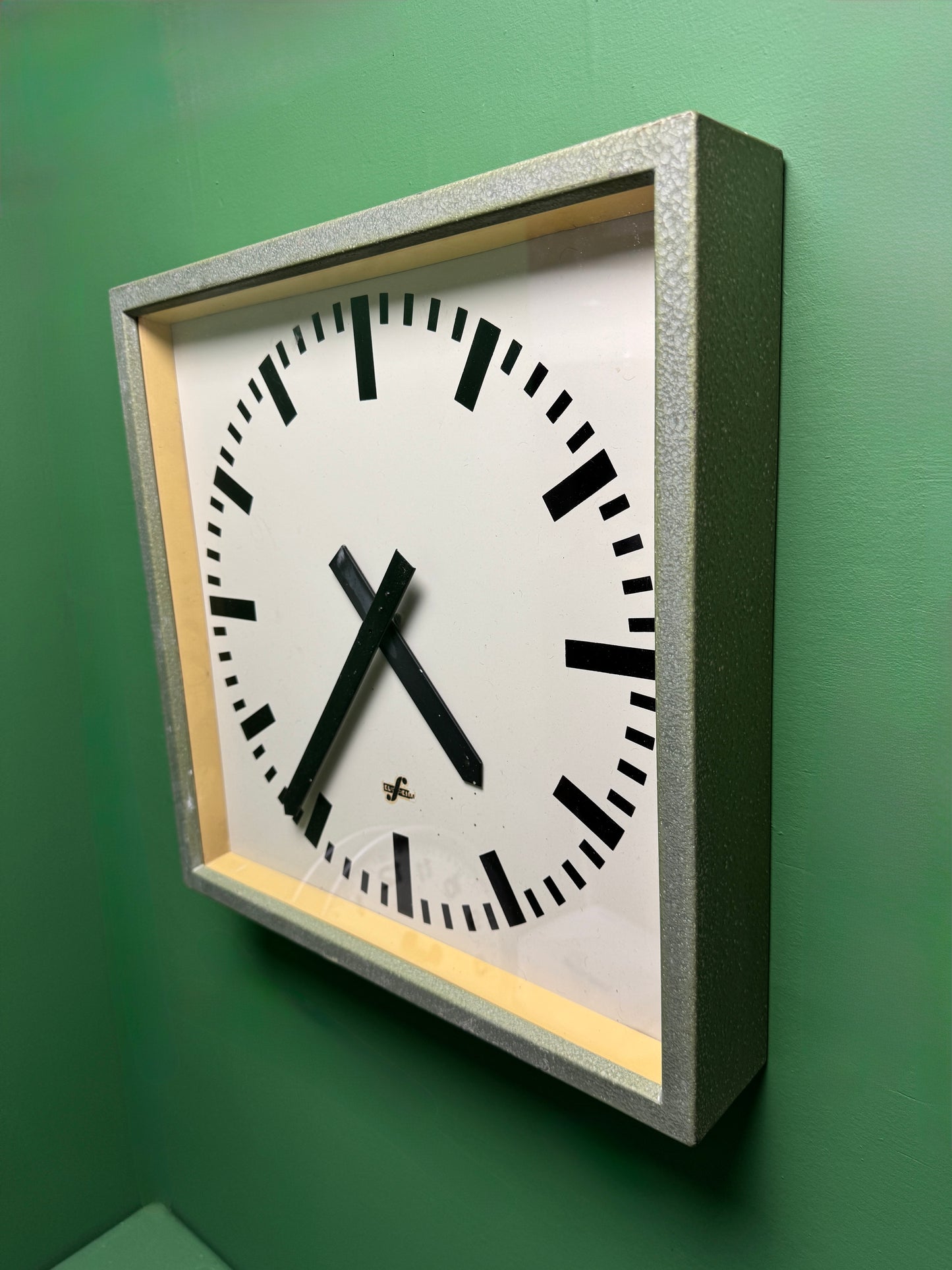 Large 1960's East German Industrial Factory Clocks By Elfema