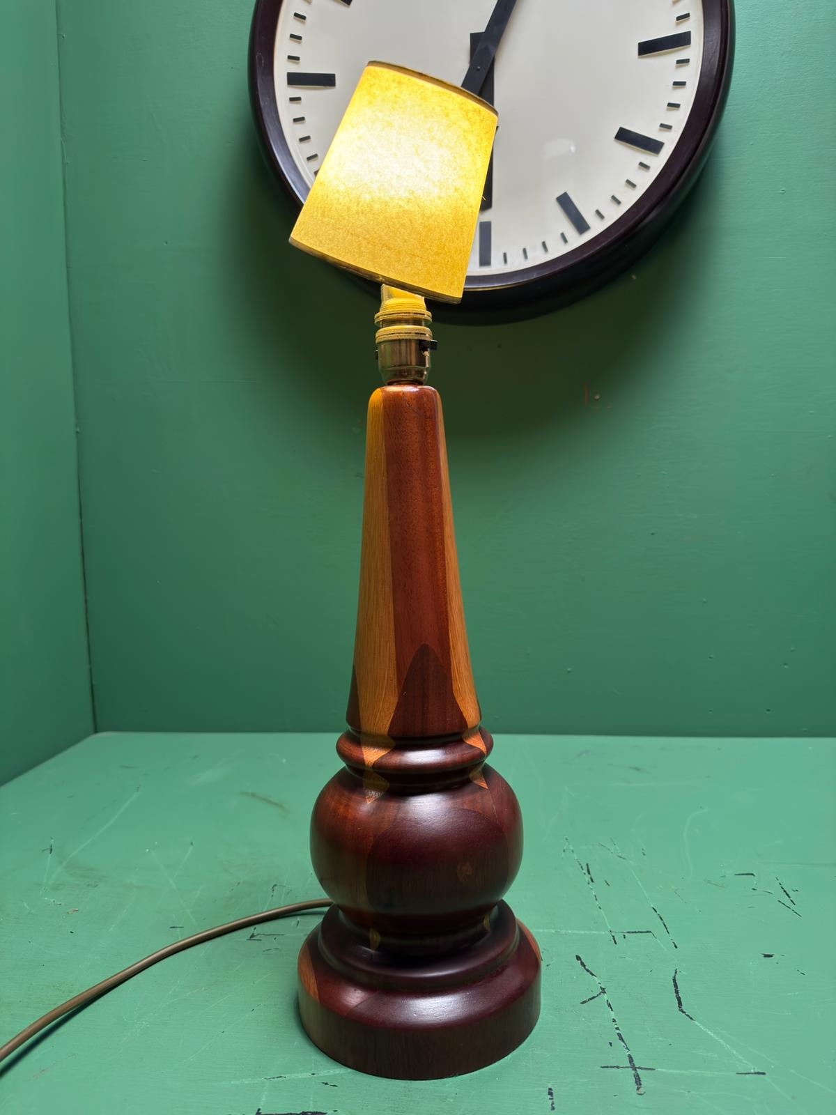Mid Century 1960s Scandinavian Turned Teak Table Lamp