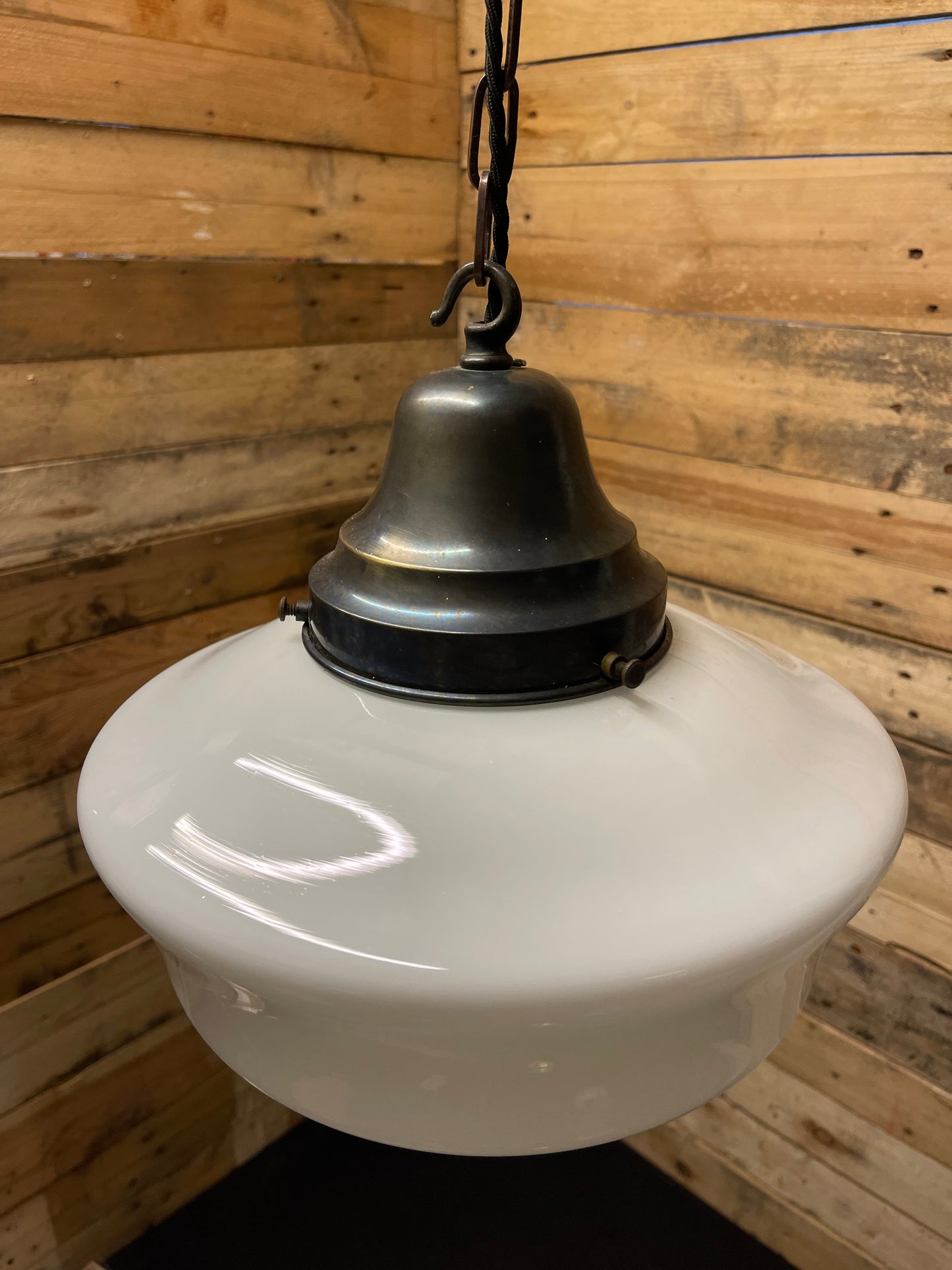 1930s British Made Opaline Pendant Light