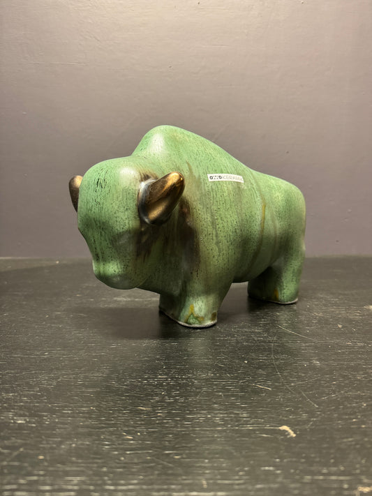 Otto Keramik Large Ceramic Bison West German Pottery Fat Lava