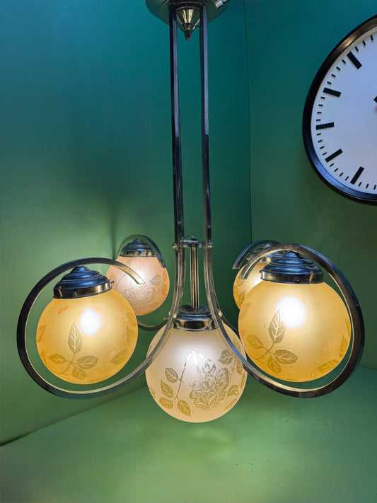 French Art Deco Chandelier Light By Sprat