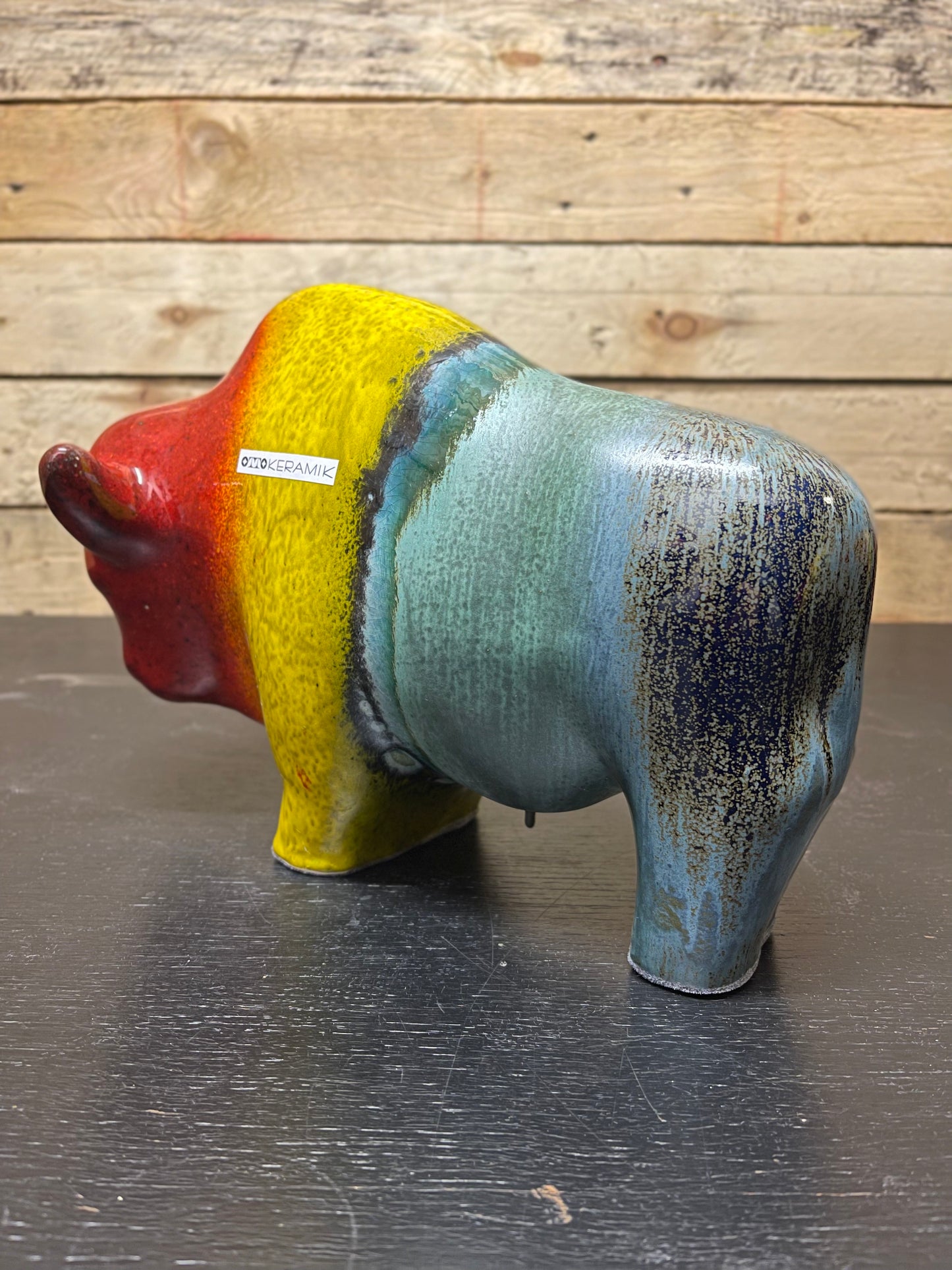 Otto Keramik Large Ceramic Bison West German Pottery Fat Lava