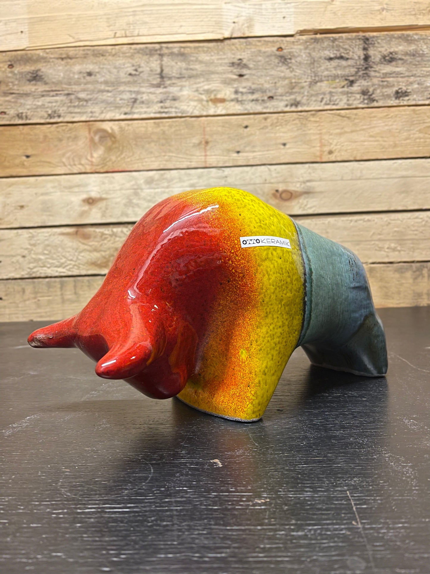 Otto Keramik Large Ceramic Bull West German Pottery Fat Lava