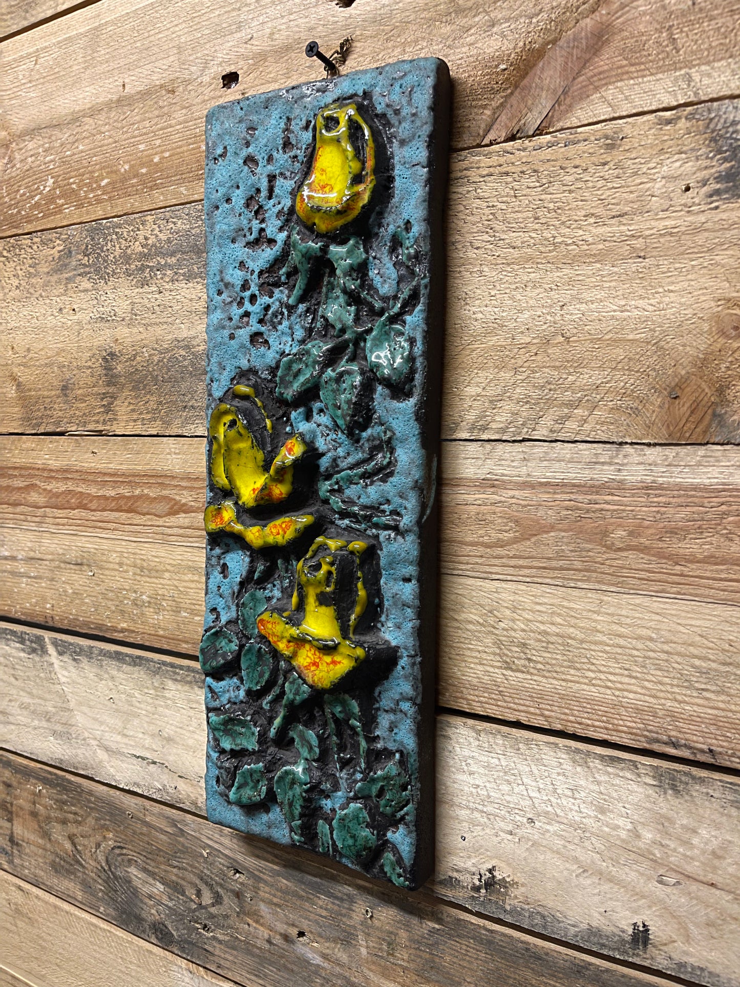 1960s West German Pottery Fat Lava Wall Tile By Ruscha Art