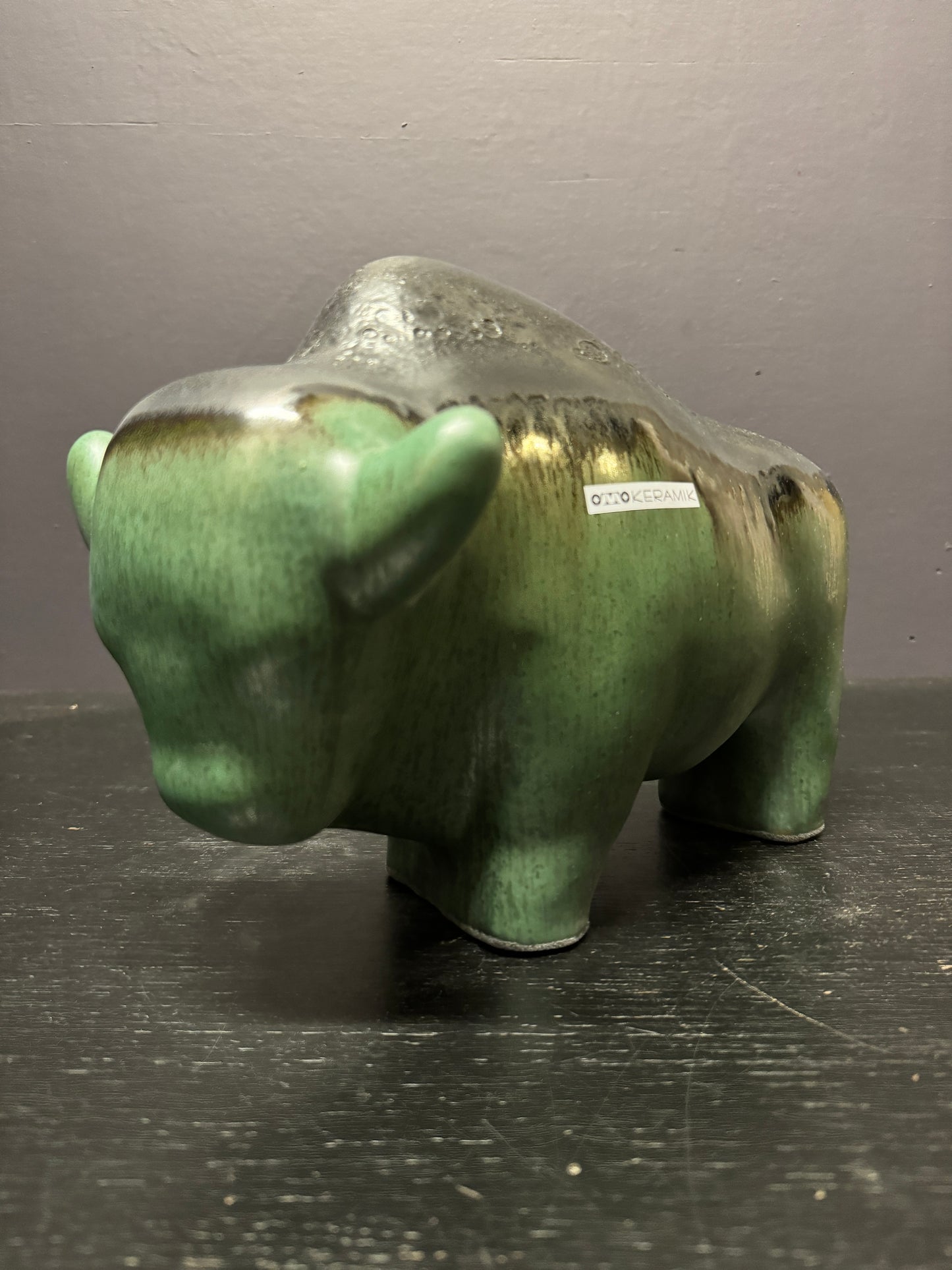 Otto Keramik Large Ceramic Bison West German Pottery Fat Lava