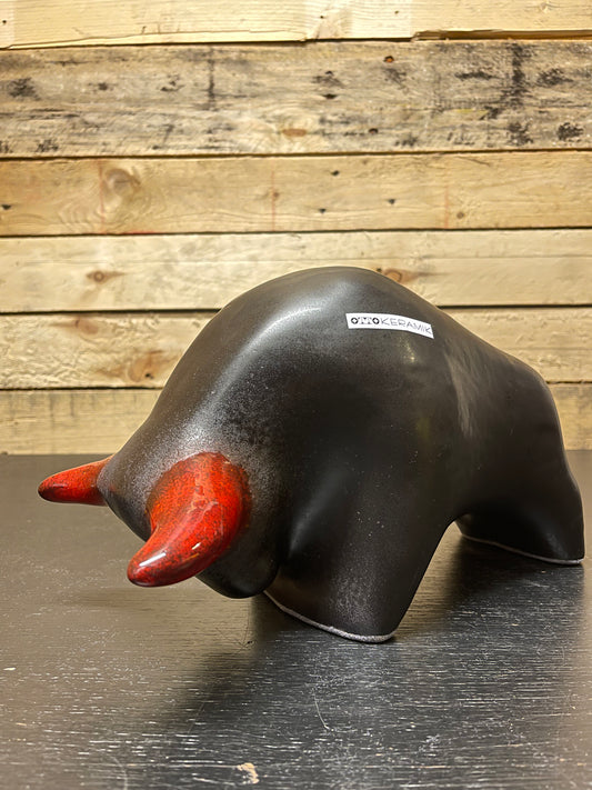 Otto Keramik Large Ceramic Bull West German Pottery Fat Lava