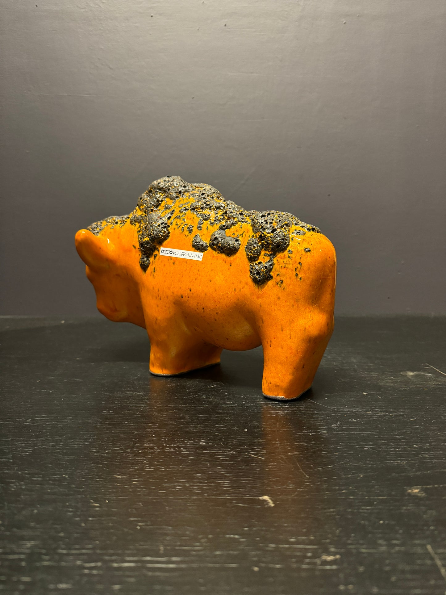 Otto Keramik Large Ceramic Bison West German Pottery Fat Lava