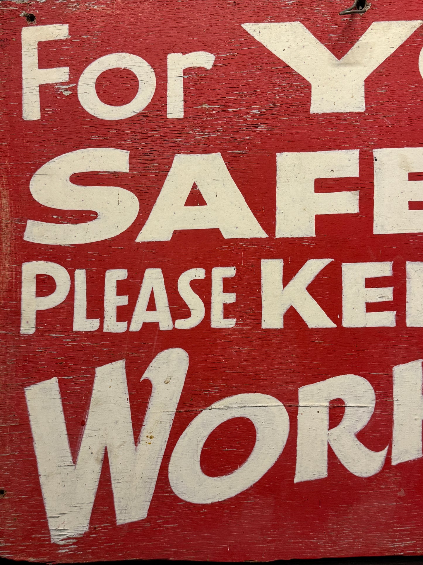 1950s Hand Painted Train Mechanics Wokshop Sign