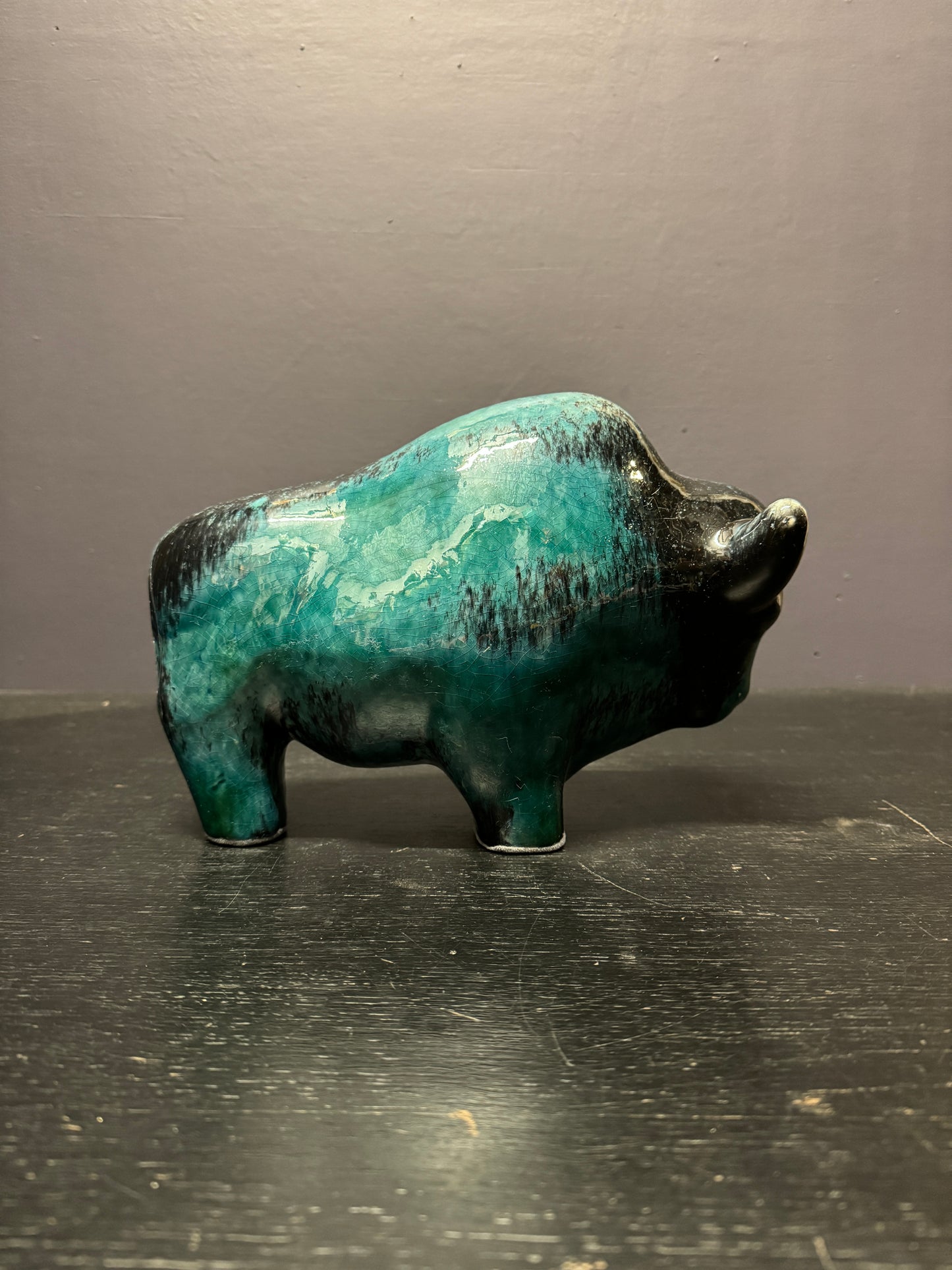 Otto Keramik Large Ceramic Bison West German Pottery Fat Lava