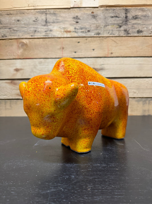 Otto Keramik Large Ceramic Bison West German Pottery Fat Lava