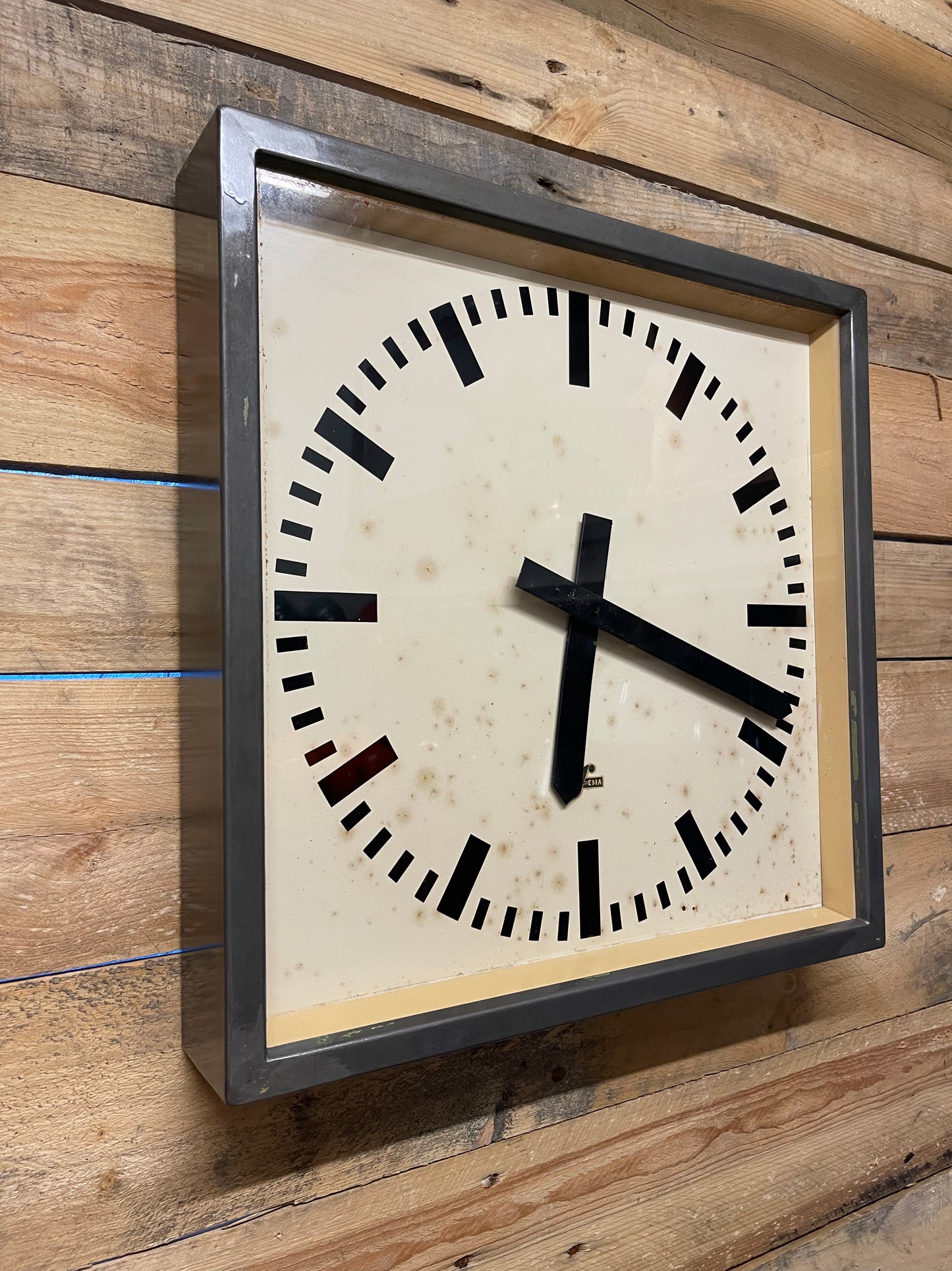 Large 1950's East German Industrial Factory Clocks By Elfema