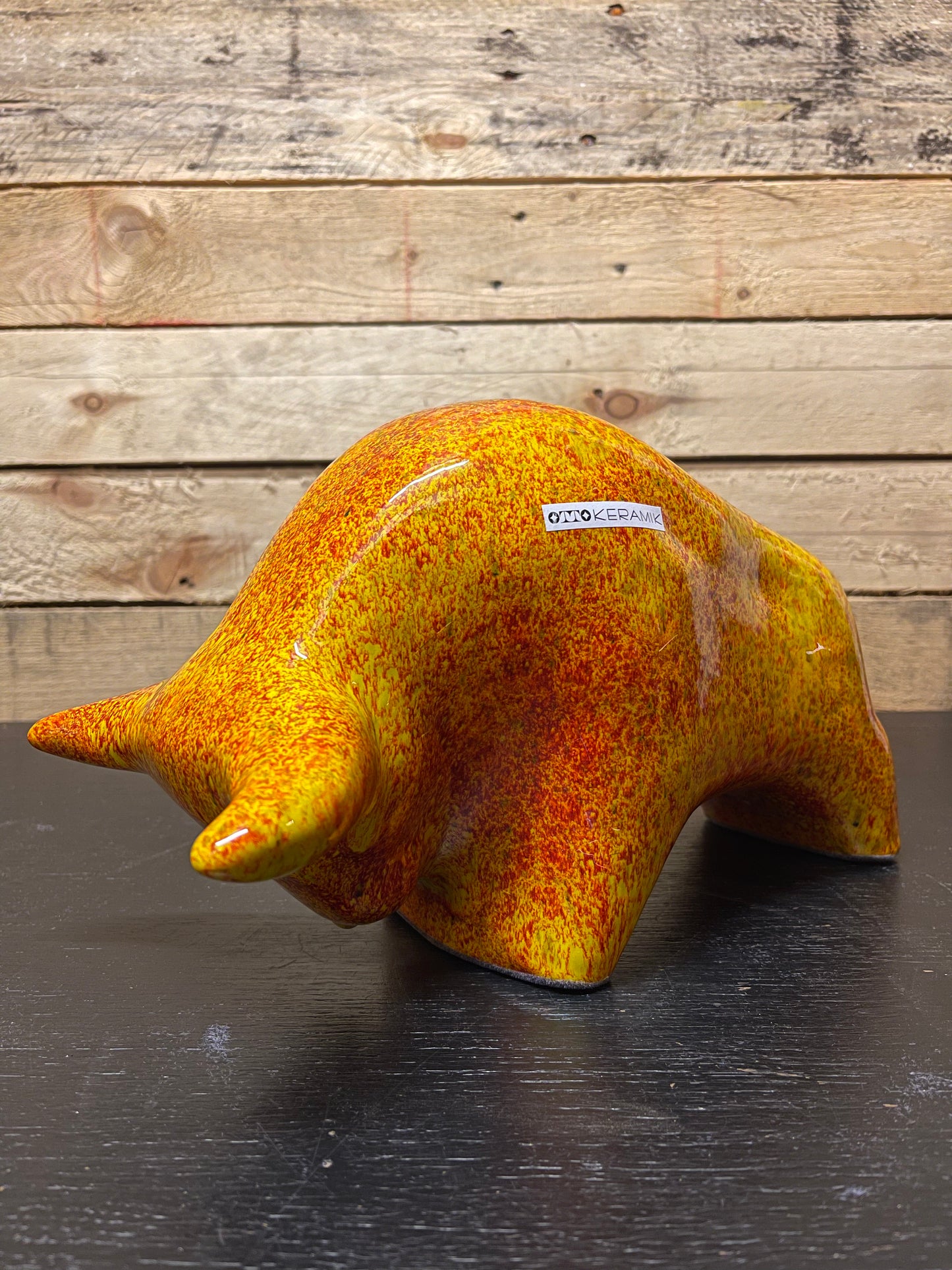 Otto Keramik Large Ceramic Bull West German Pottery Fat Lava