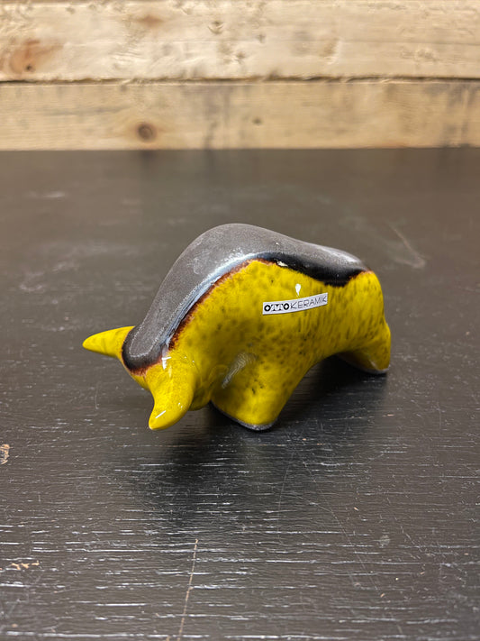 Otto Keramik Small Ceramic Bull West German Pottery Fat Lava