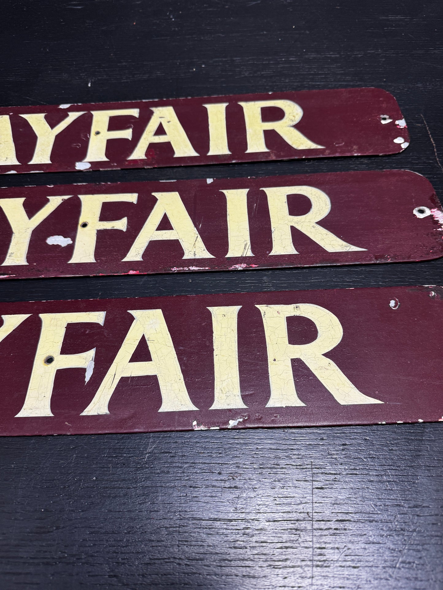 1960s Hand Painted Boat Signs ‘ MAYFAIR ‘