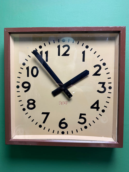 Large 1950s East German Industrial Factory Clock By RFT