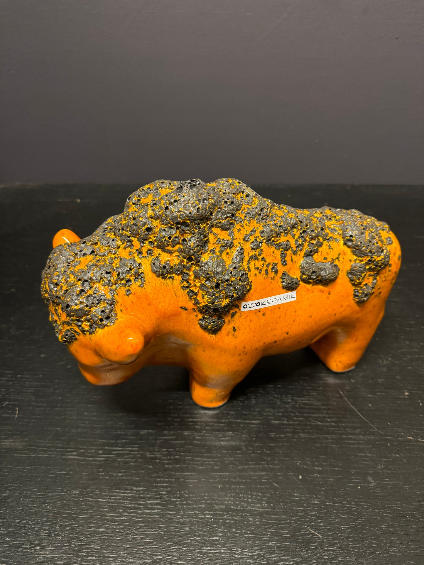 Otto Keramik Large Ceramic Bison West German Pottery Fat Lava