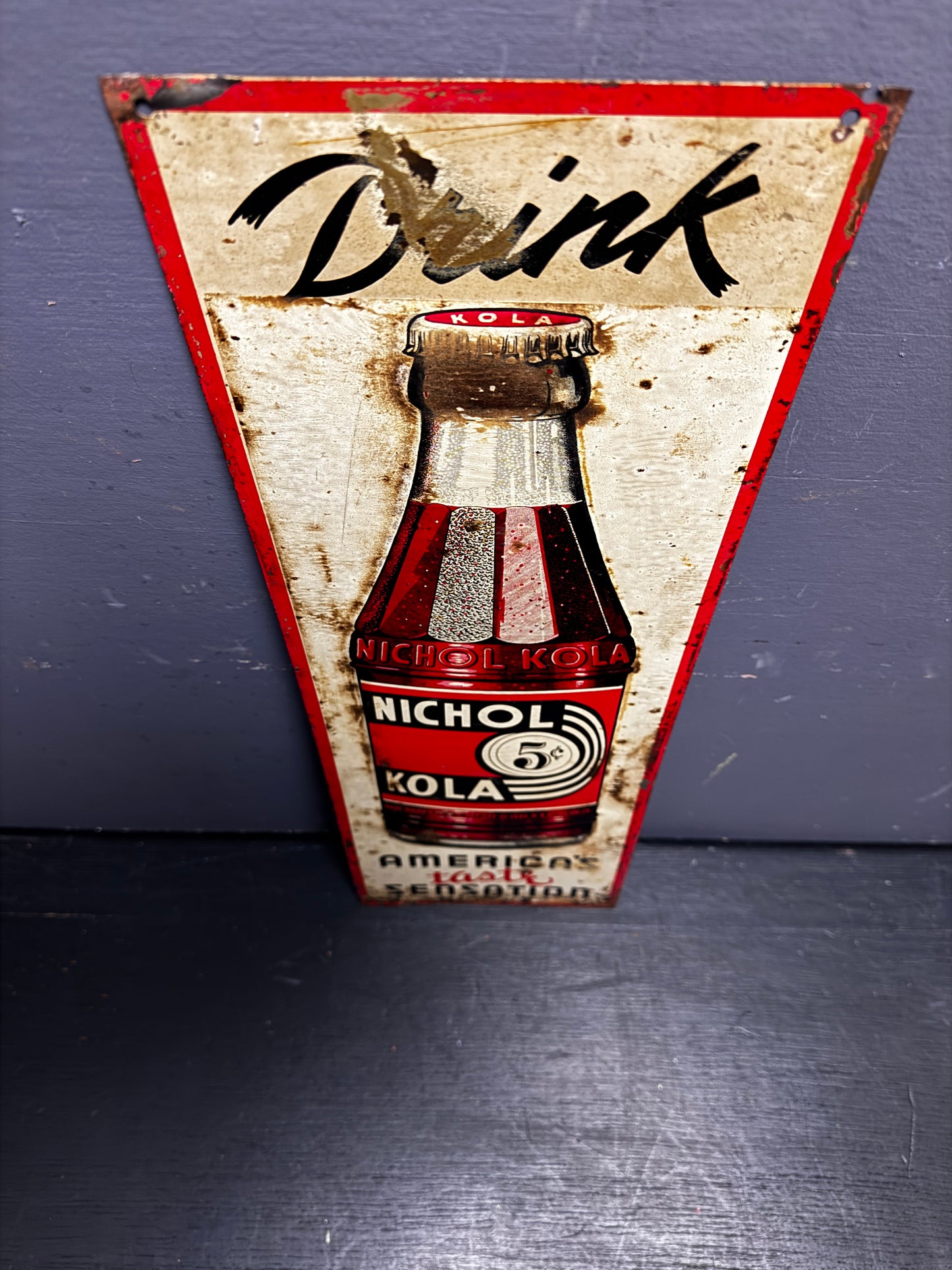 1930s Nichol Kola Embossed Tin Advertising Sign