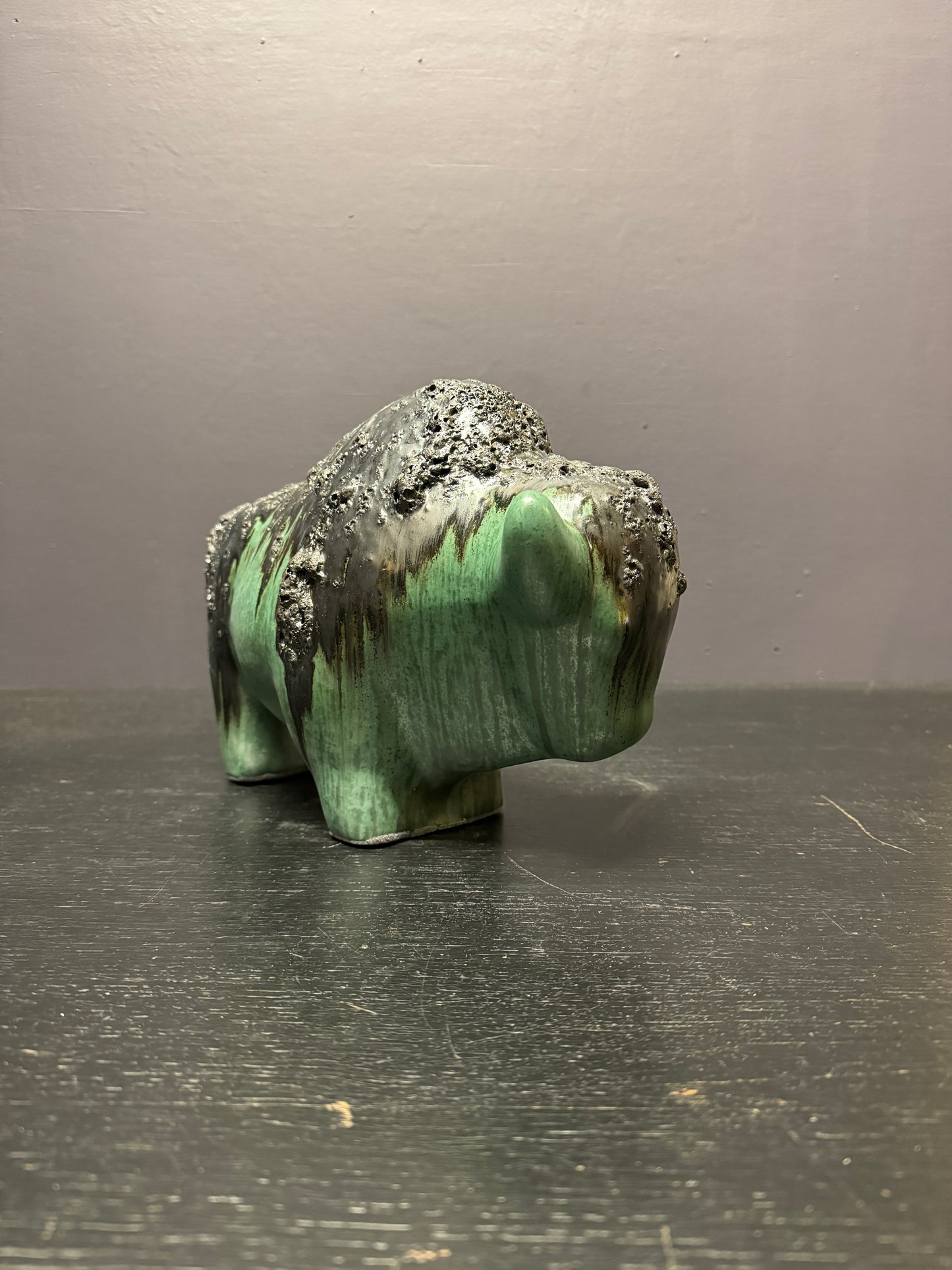 Otto Keramik Large Ceramic Bison West German Pottery Fat Lava