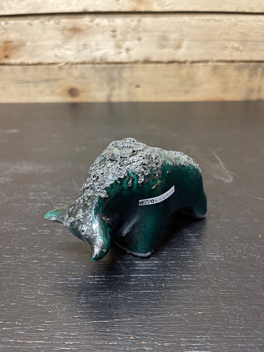 Otto Keramik Small Ceramic Bull West German Pottery Fat Lava