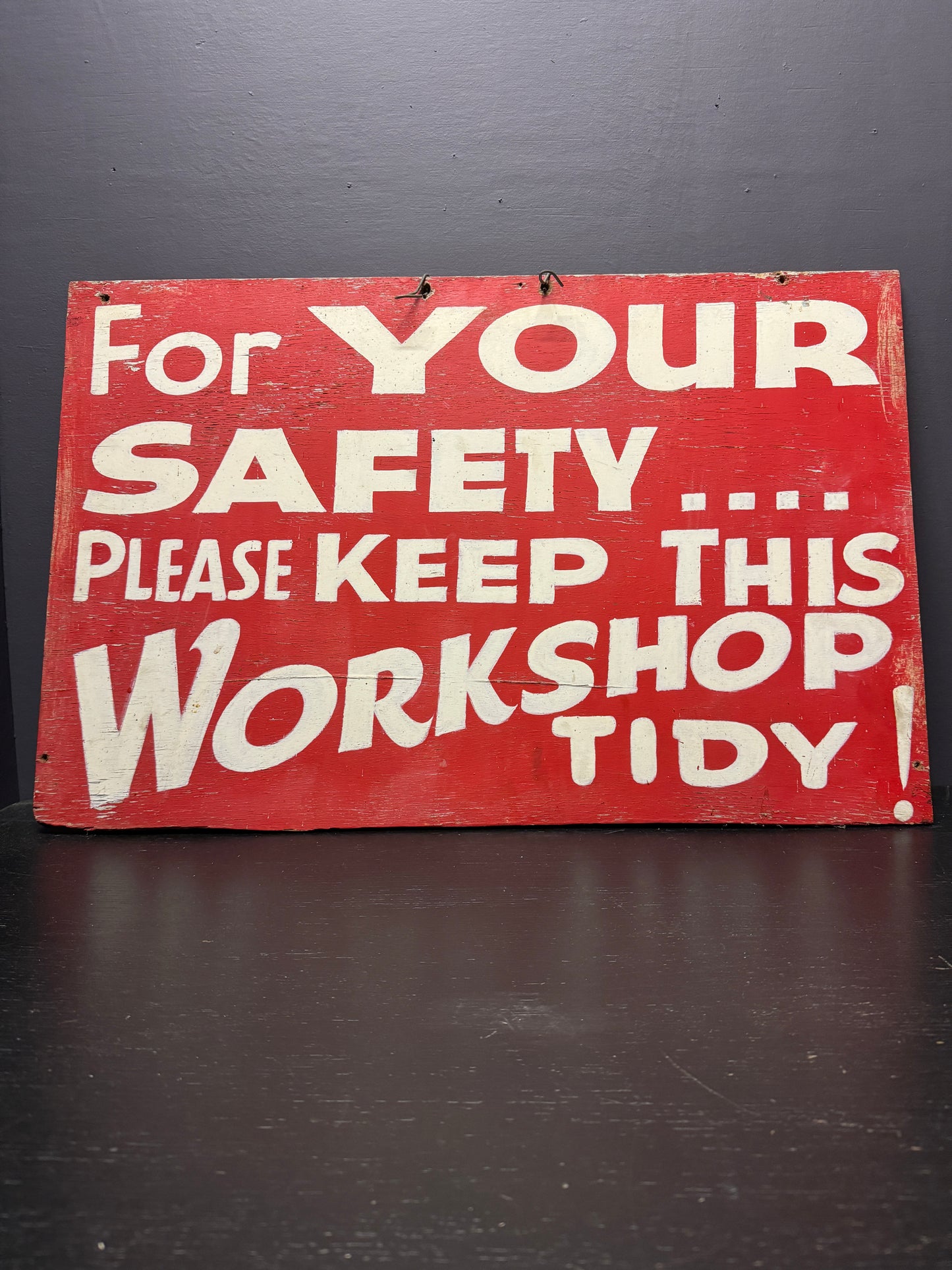 1950s Hand Painted Train Mechanics Wokshop Sign