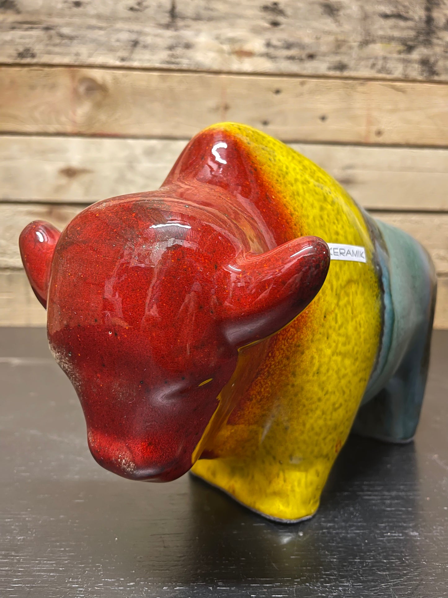 Otto Keramik Large Ceramic Bison West German Pottery Fat Lava