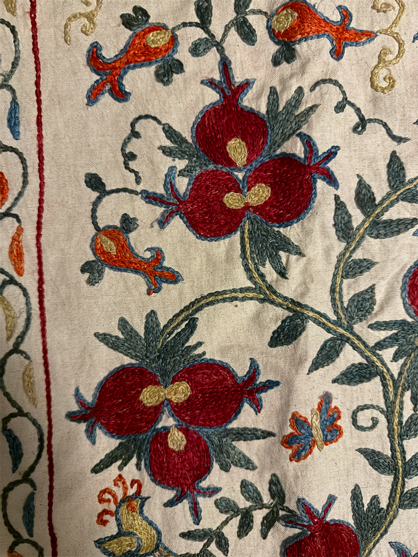 Hand Made Silk On Cotton Uzbek Bukhara Suzani.