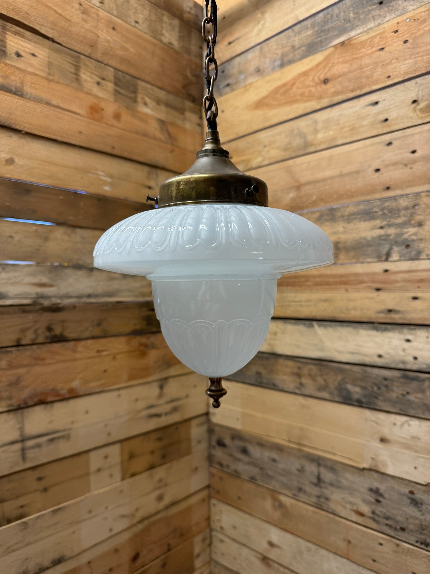 1930s Opaline Pendant Light Bencolite By Benjamin Electrics