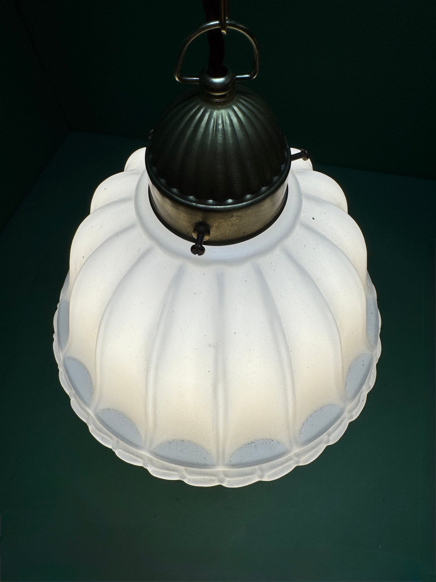 1920s Opal Glass Pendant Light