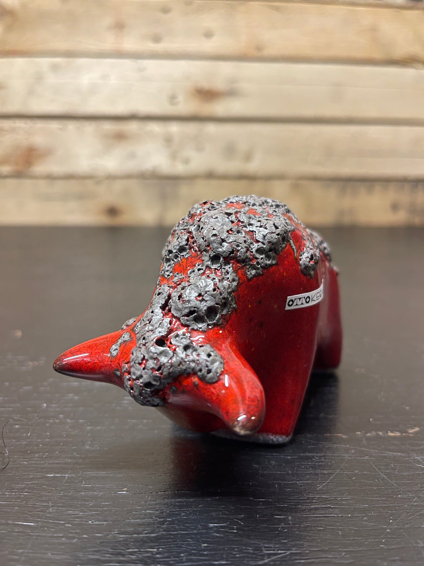 Otto Keramik Small Ceramic Bull West German Pottery Fat Lava
