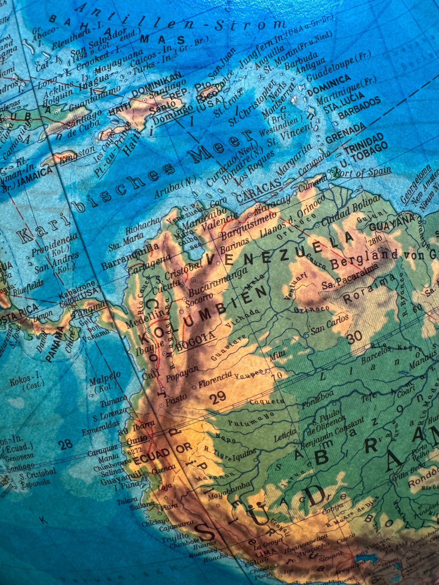 Vintage 1980s German Welt Im Raum Duo Glass Globe Lamp