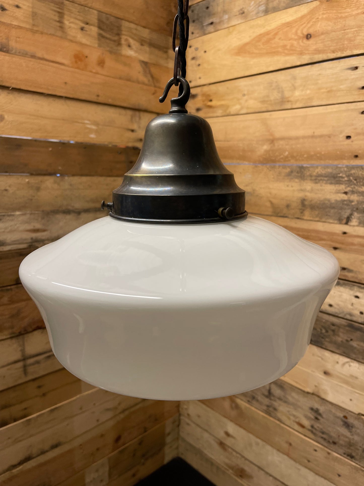 1930s British Made Opaline Pendant Light