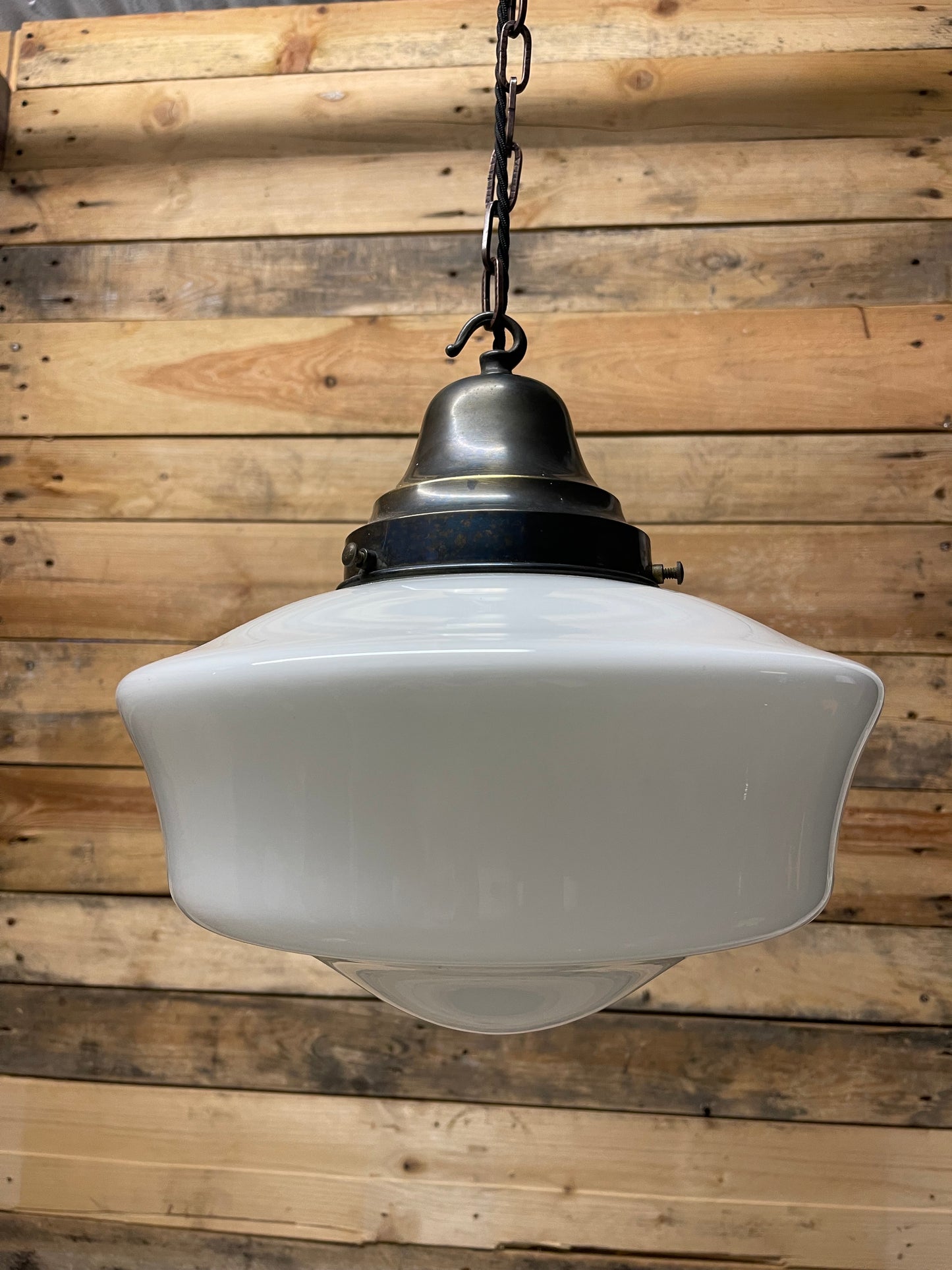 1930s British Made Opaline Pendant Light